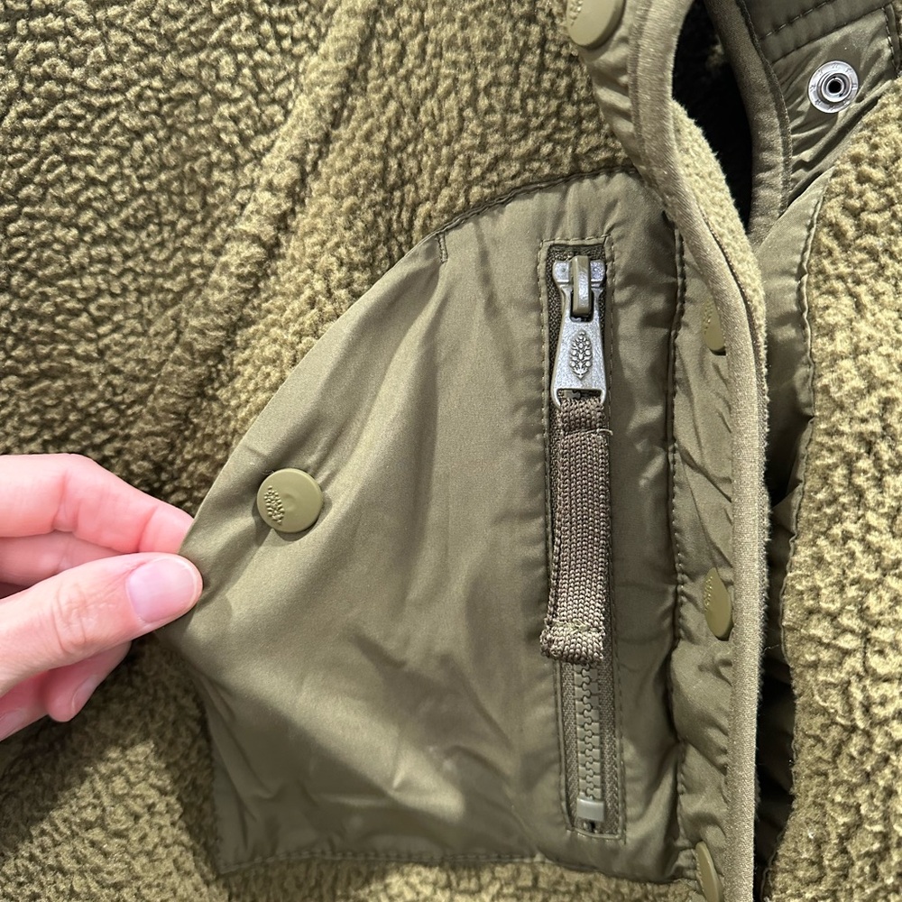 Free People Movement Hit The Slopes fleece Olive Army Green Women's snap Jacket - Picture 6 of 11
